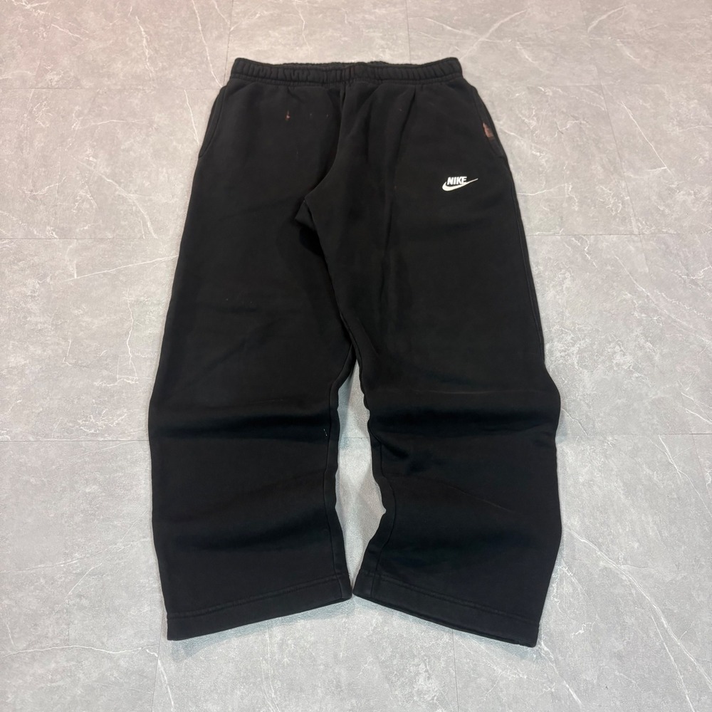 Nike Sportswear Women Black Fleece Sweatpants Joggers Embroidered Logo Medium